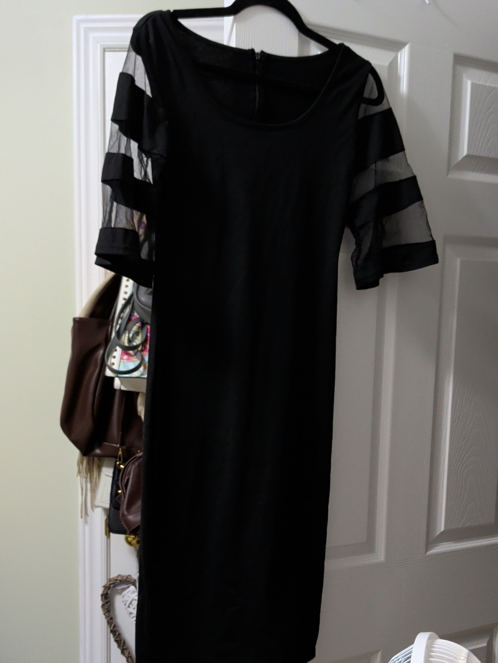 Black Sheer-Sleeve Midi Dress - Women